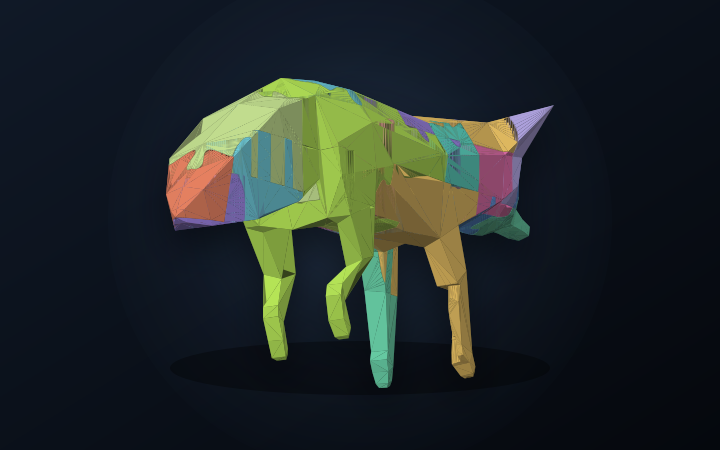 Low-Poly Red Fox as a finished puzzle
